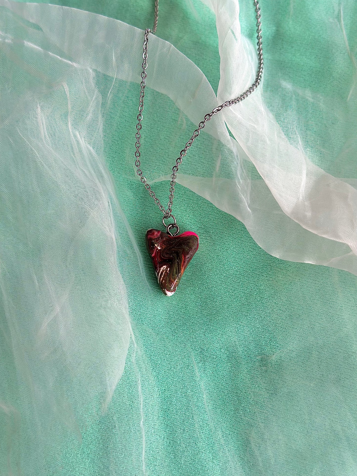 Pink Top Multicolored Heart Necklace