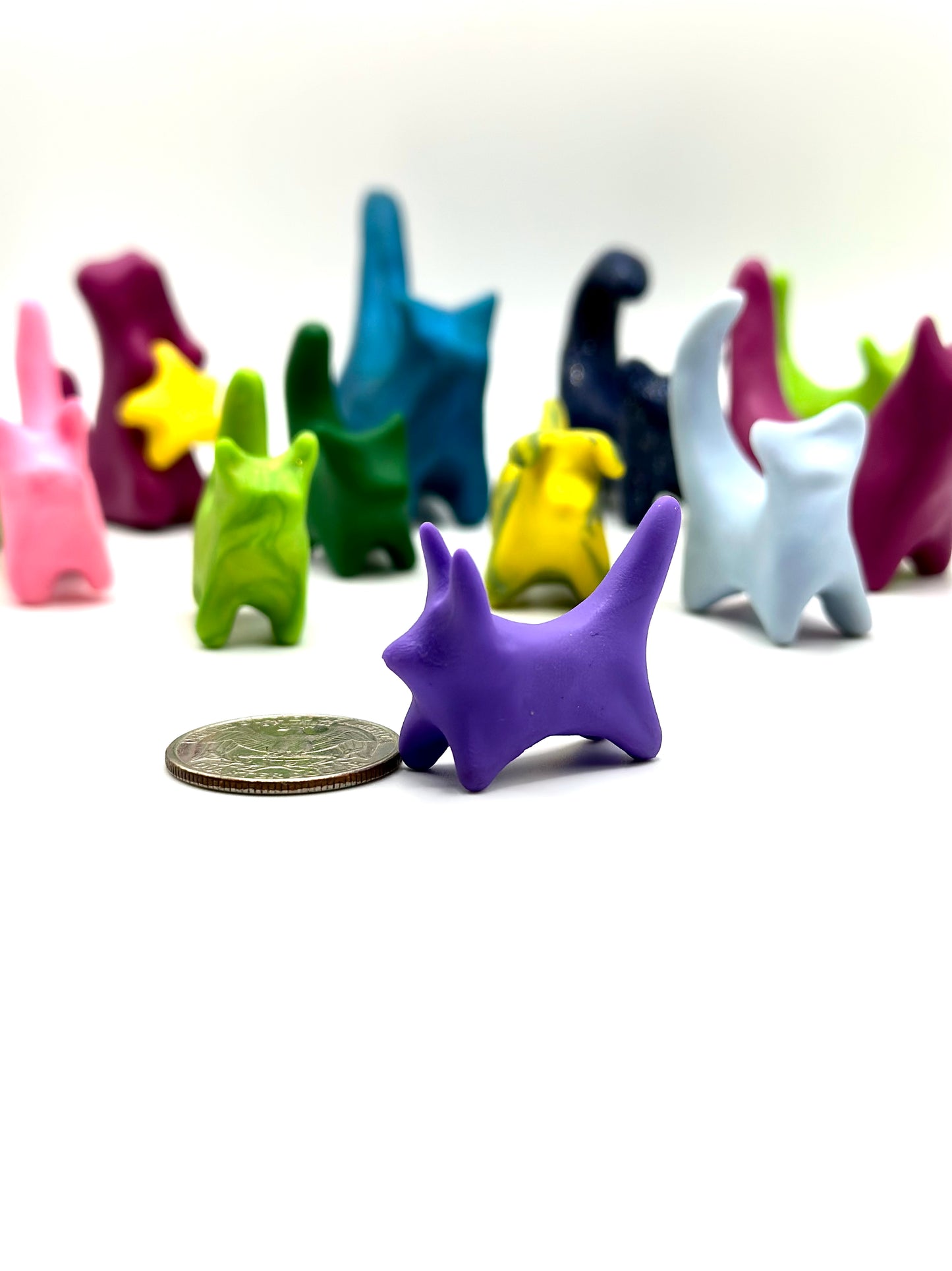 Lucky Purple Clay Cat XS