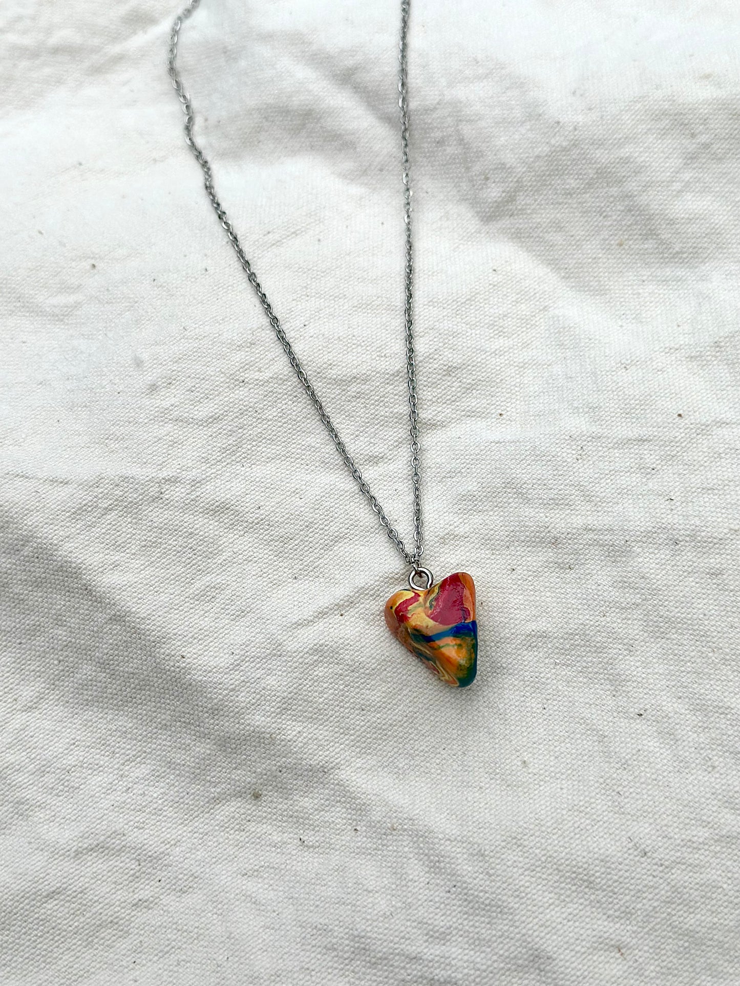 Spunky Multicolored Heart Necklace