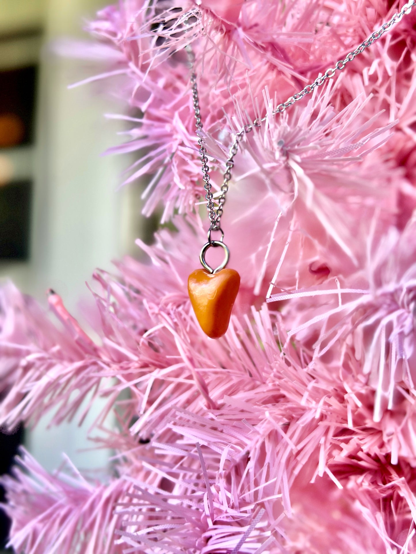 Orange Heart Necklace