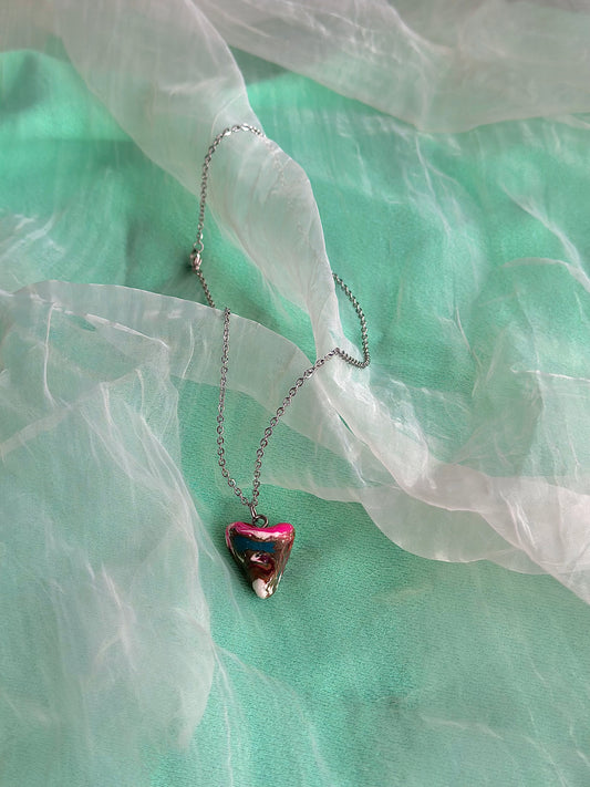 Pink Top Multicolored Heart Necklace