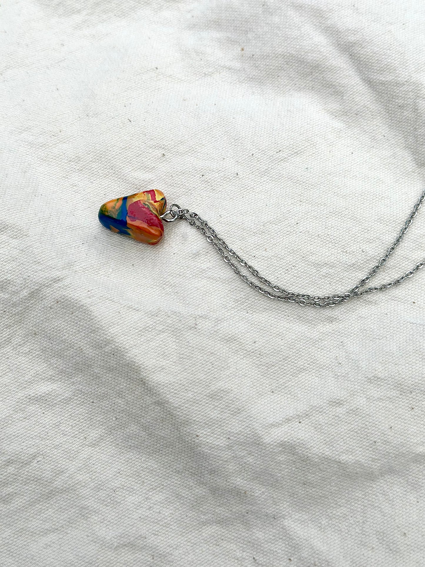 Spunky Multicolored Heart Necklace