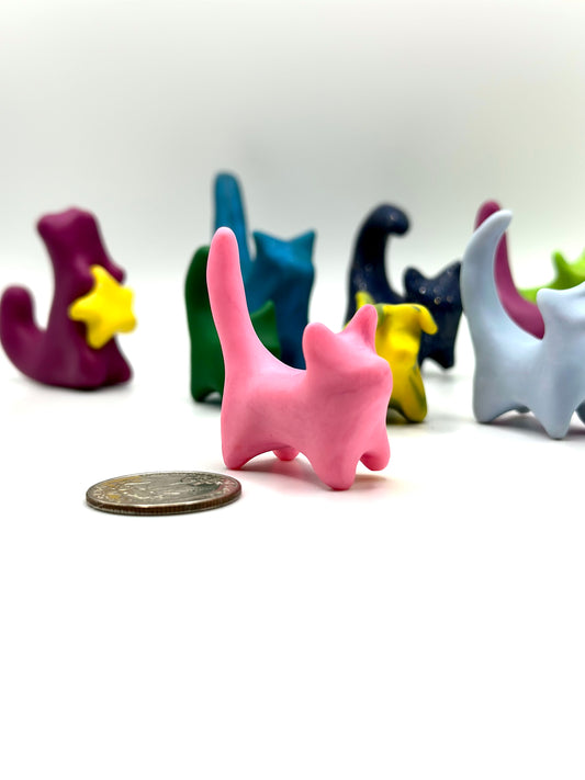 Lucky Bubblegum Pink Clay Cat