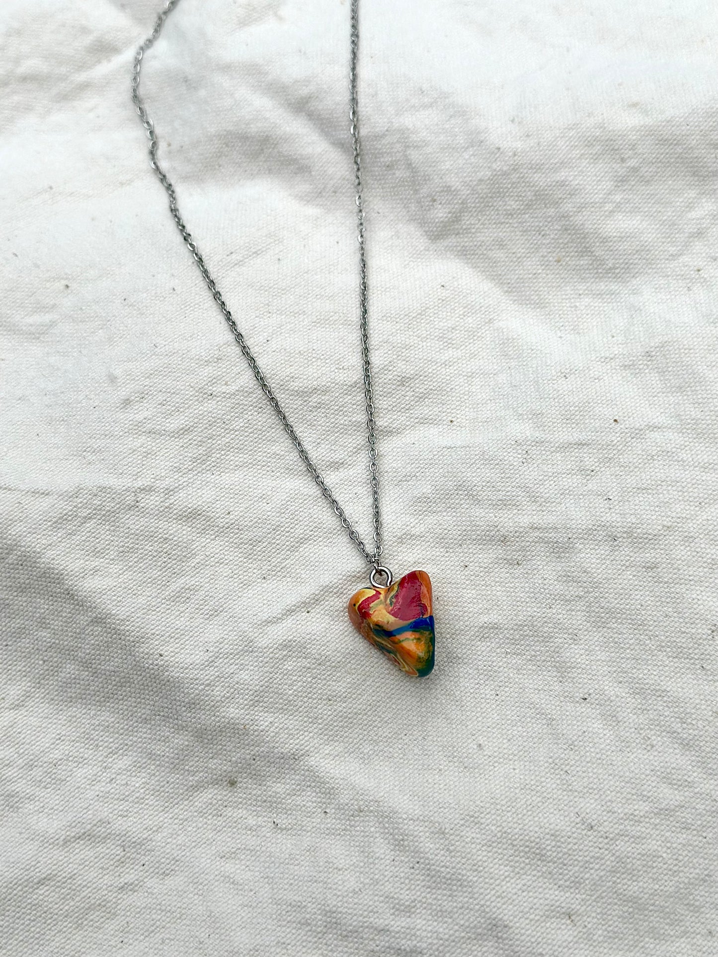 Spunky Multicolored Heart Necklace