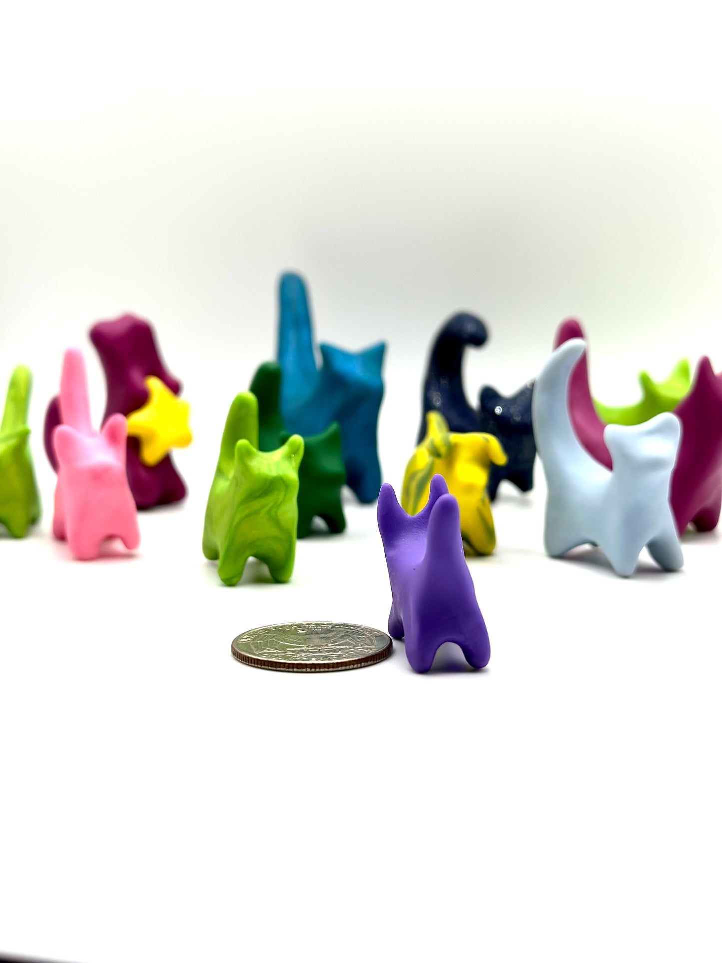 Lucky Purple Clay Cat XS